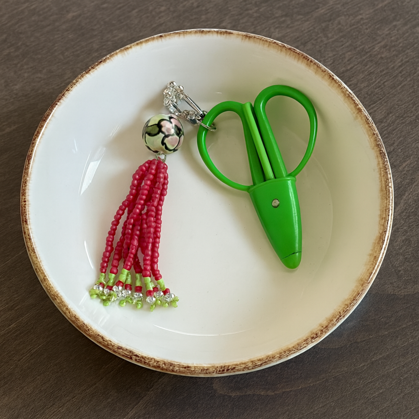hand beaded scissor fob