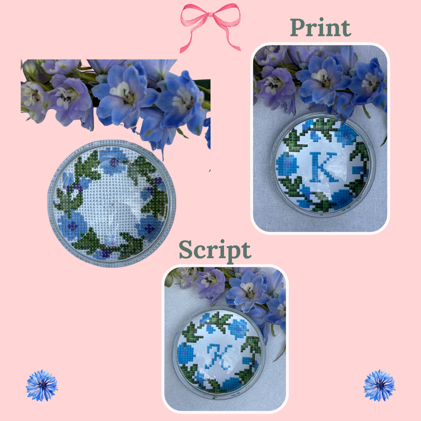 Cornflower Wreath on 18 Mesh