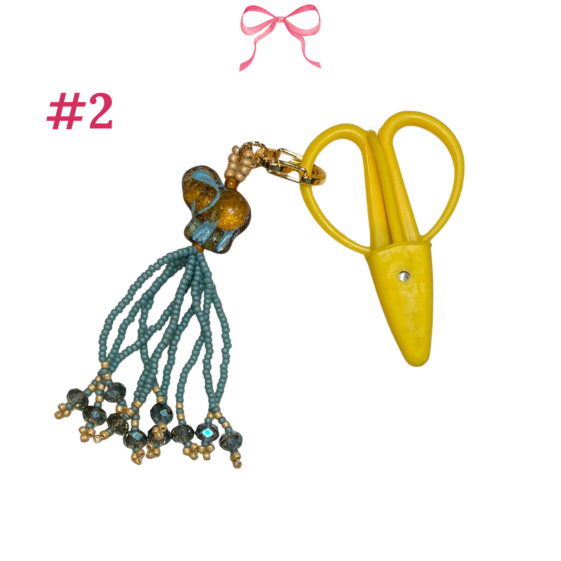 Hand beaded scissor fob with Elephant