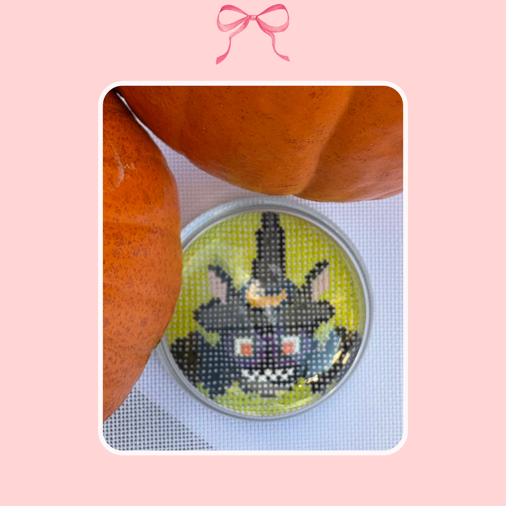 Needlepoint Halloween Bat Paperweight