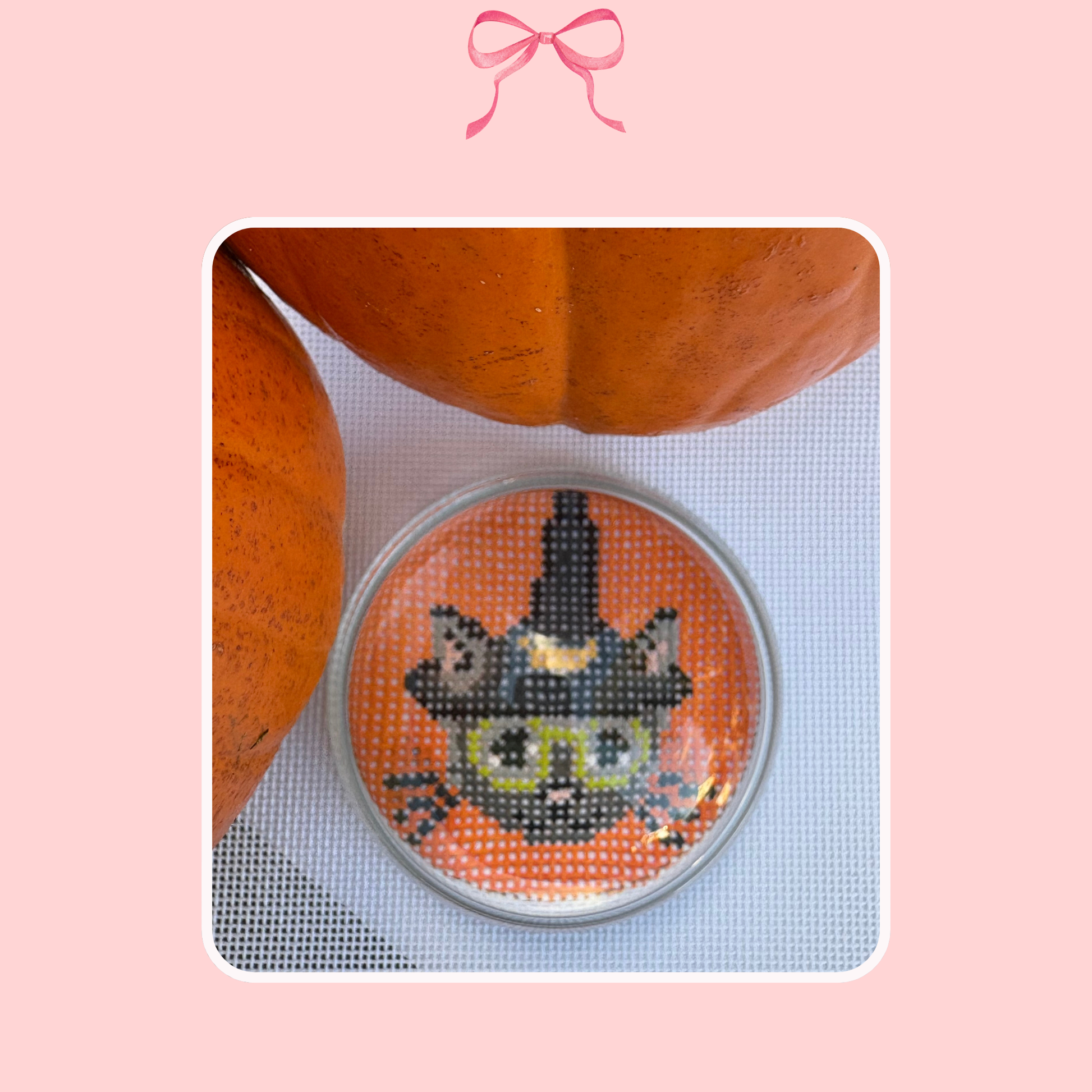 Needlepoint Halloween cat Paperweight