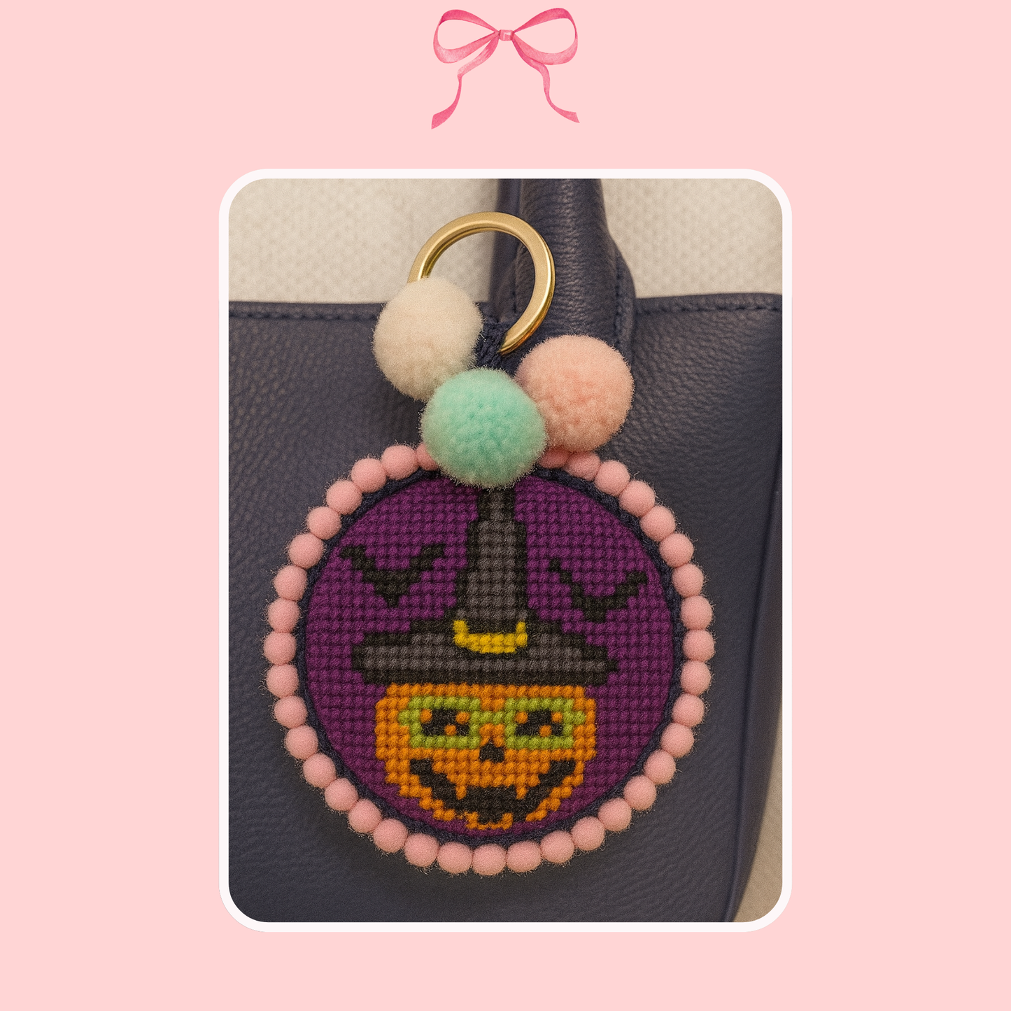 Needlepoint Halloween Jack-o-Lantern Bag Charm