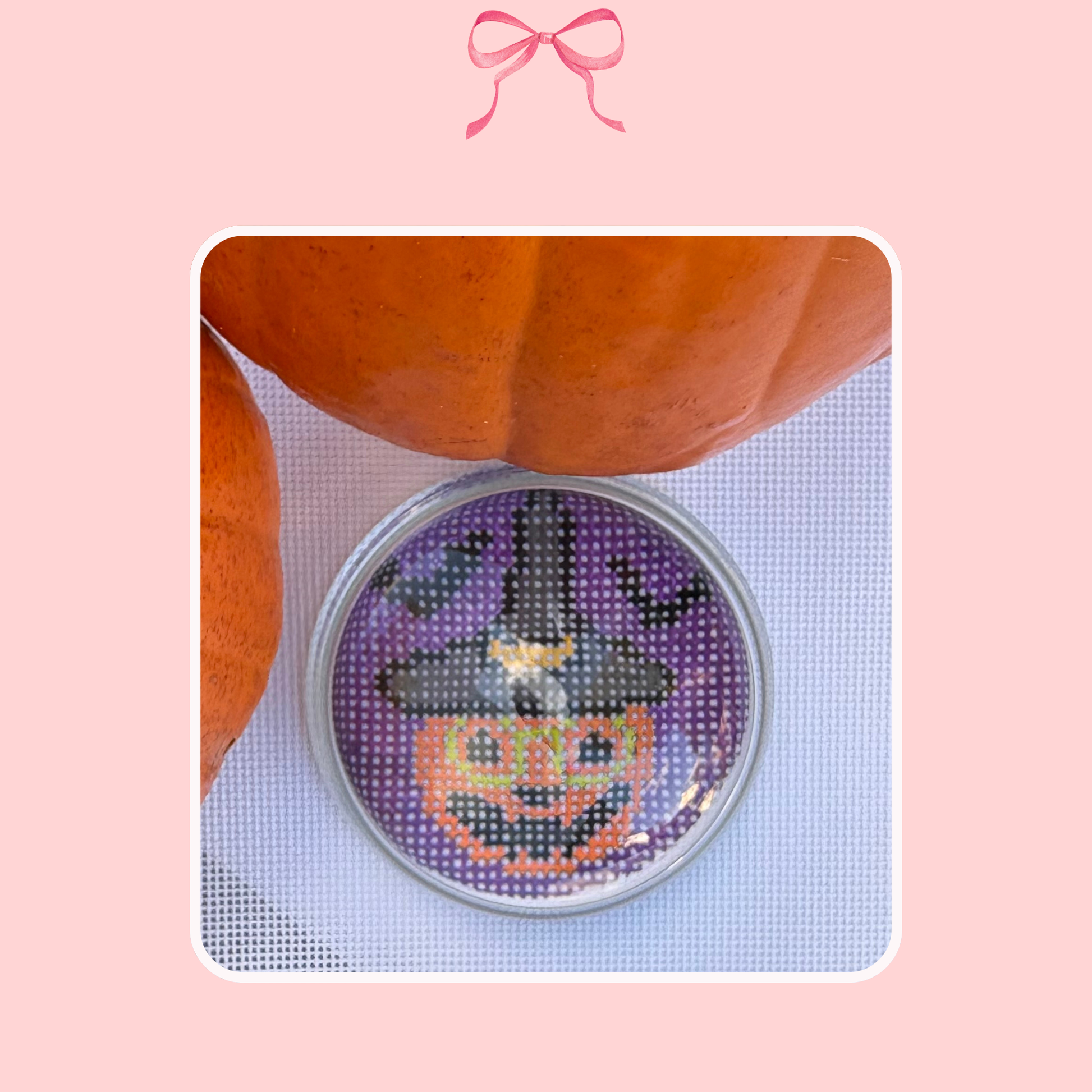 Needlepoint Jack-o-Lantern Paperweight