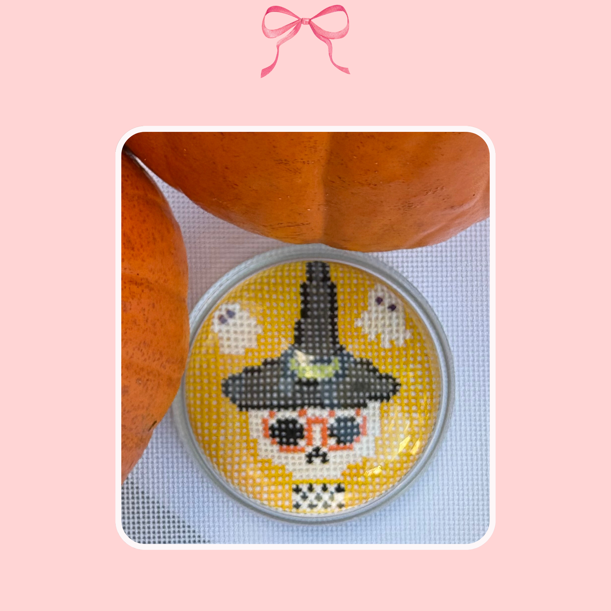Needlepoint Halloween Skull Paperweight