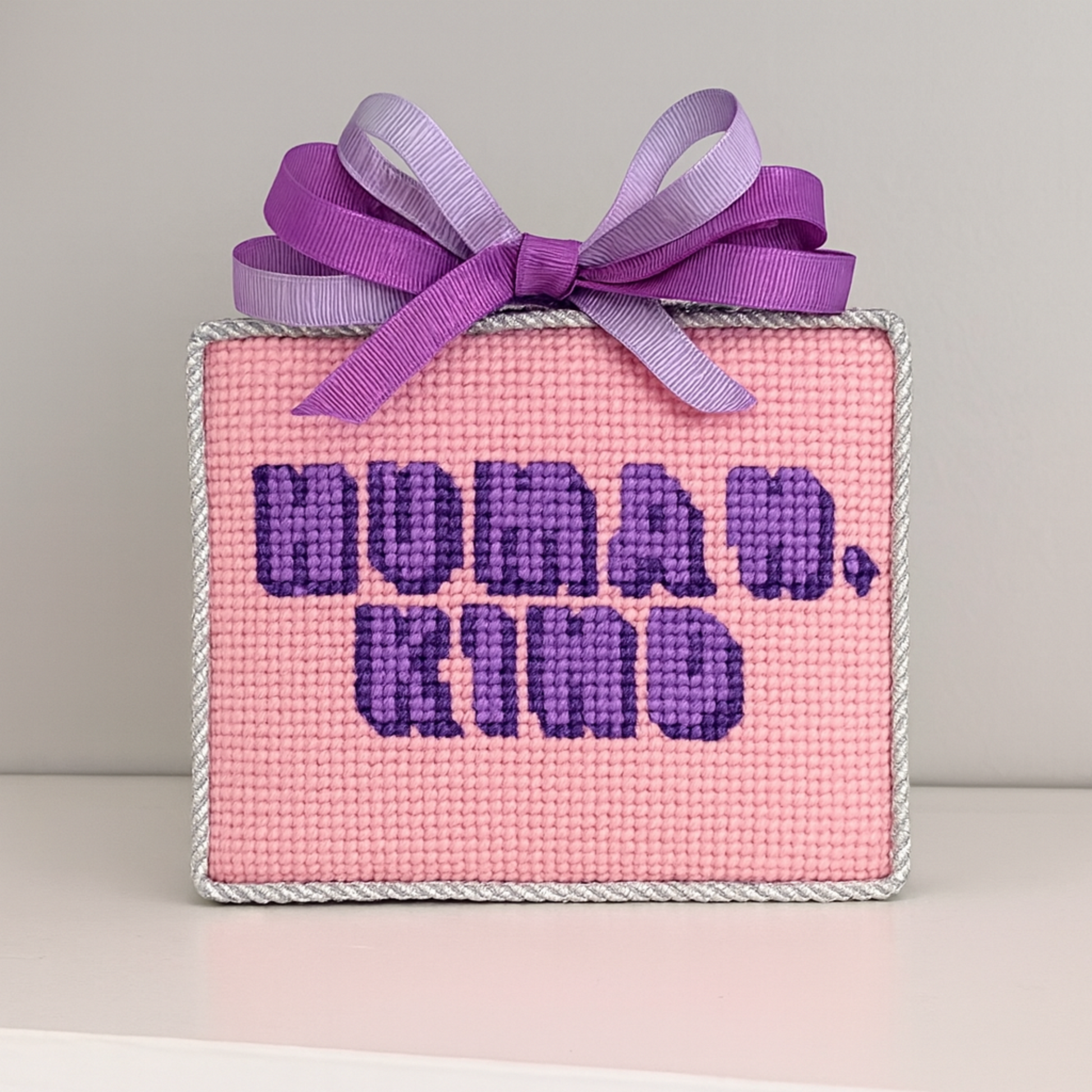 Hand painted Needlepoint Canvas with "Human, Kind" text