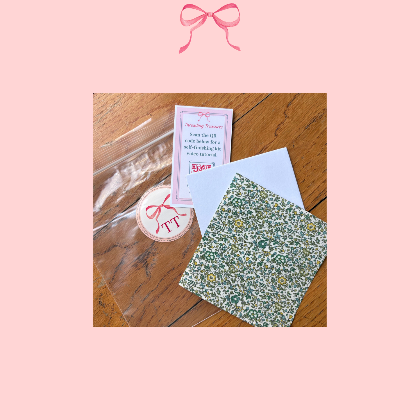 Bow Bag with Clear Pocket for Needlepoint