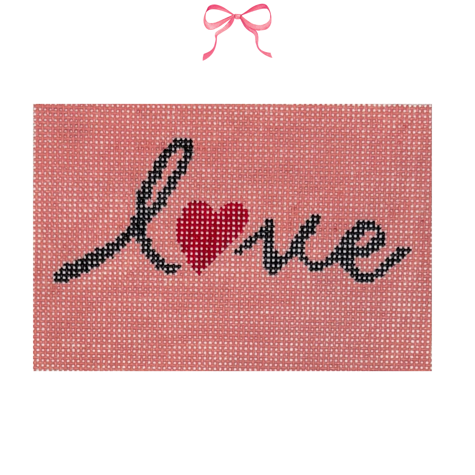 Hand Painted Needlepoint Canvas with "Love" text