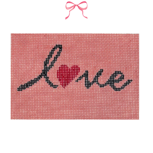 Hand Painted Needlepoint Canvas with "Love" text