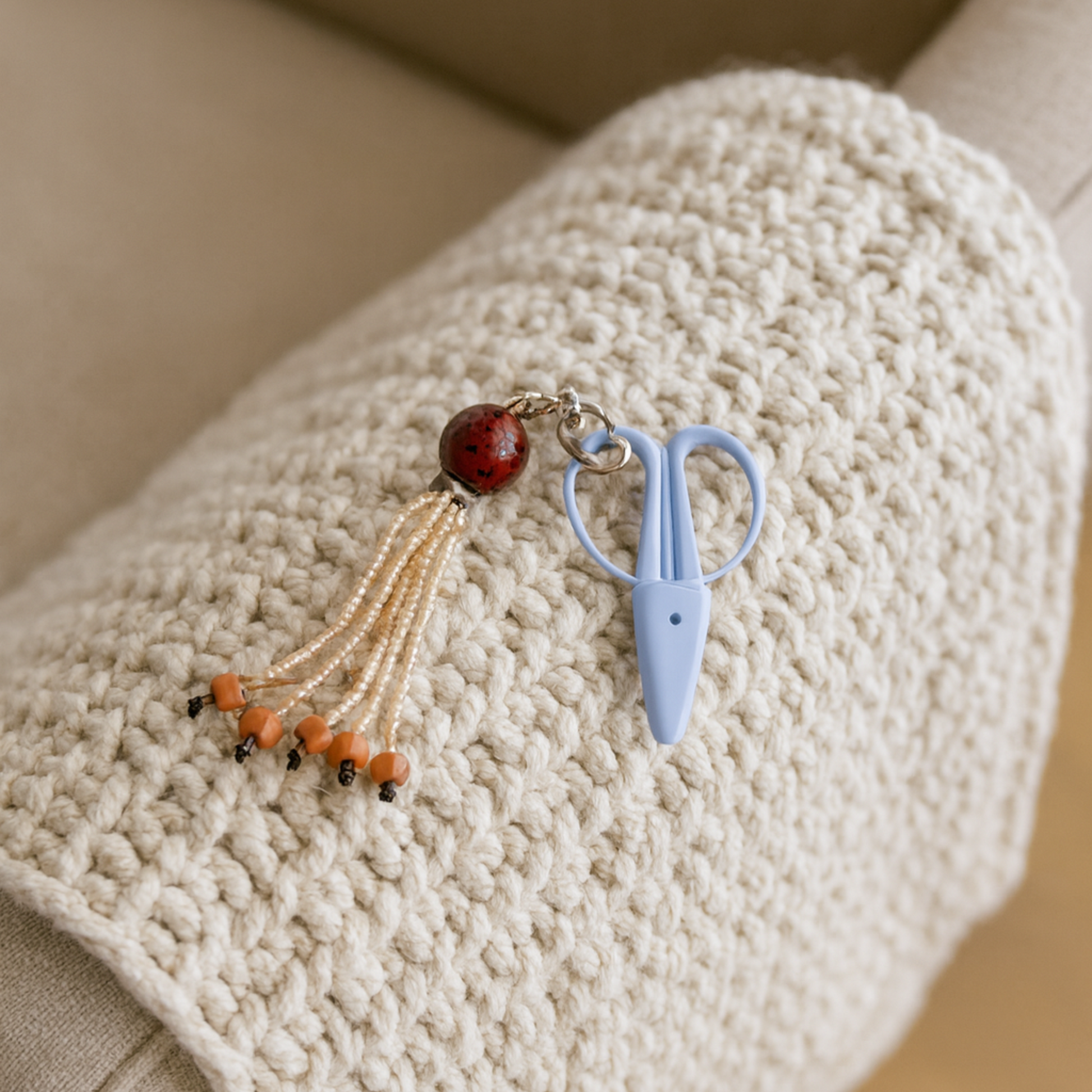 hand beaded scissor fob