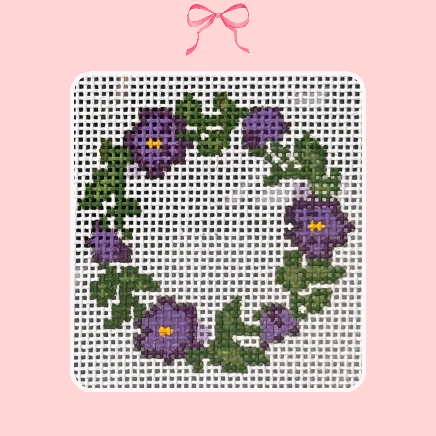 Pansies Wreath on 18 Mesh
