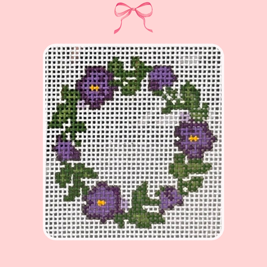 Pansies Wreath on 18 Mesh