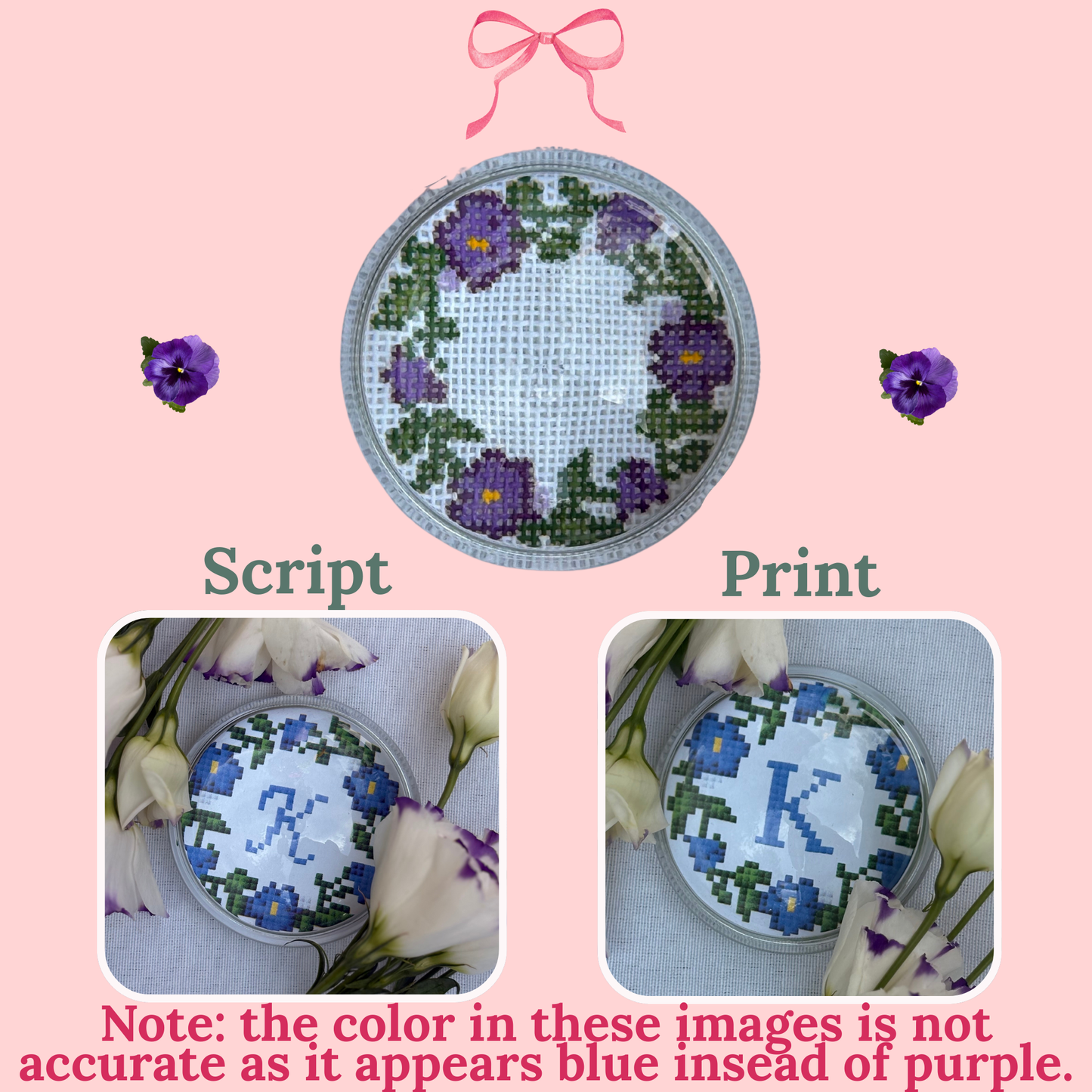 Pansies Wreath on 18 Mesh