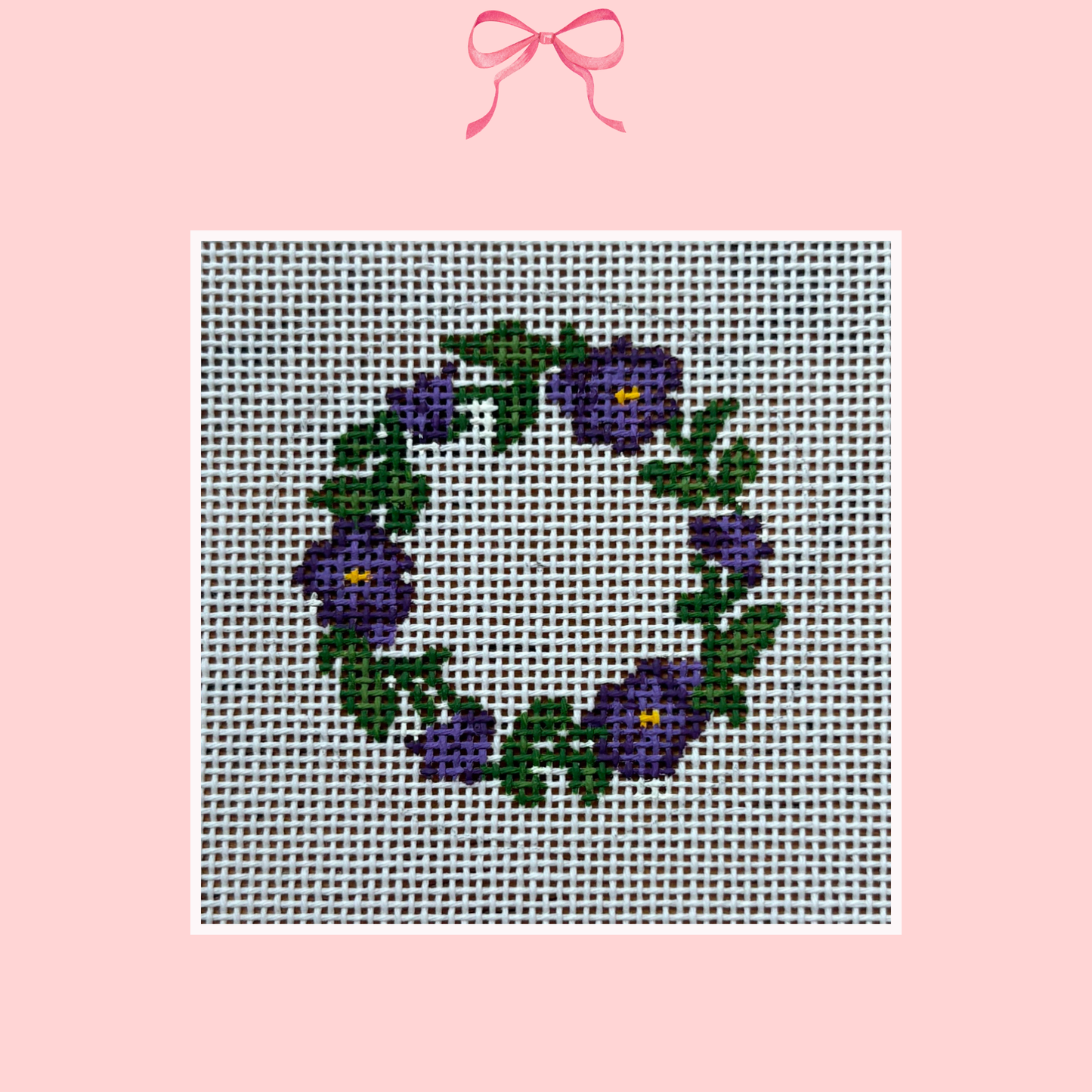 Pansies Wreath on 18 Mesh (Perfectly Imperfect)