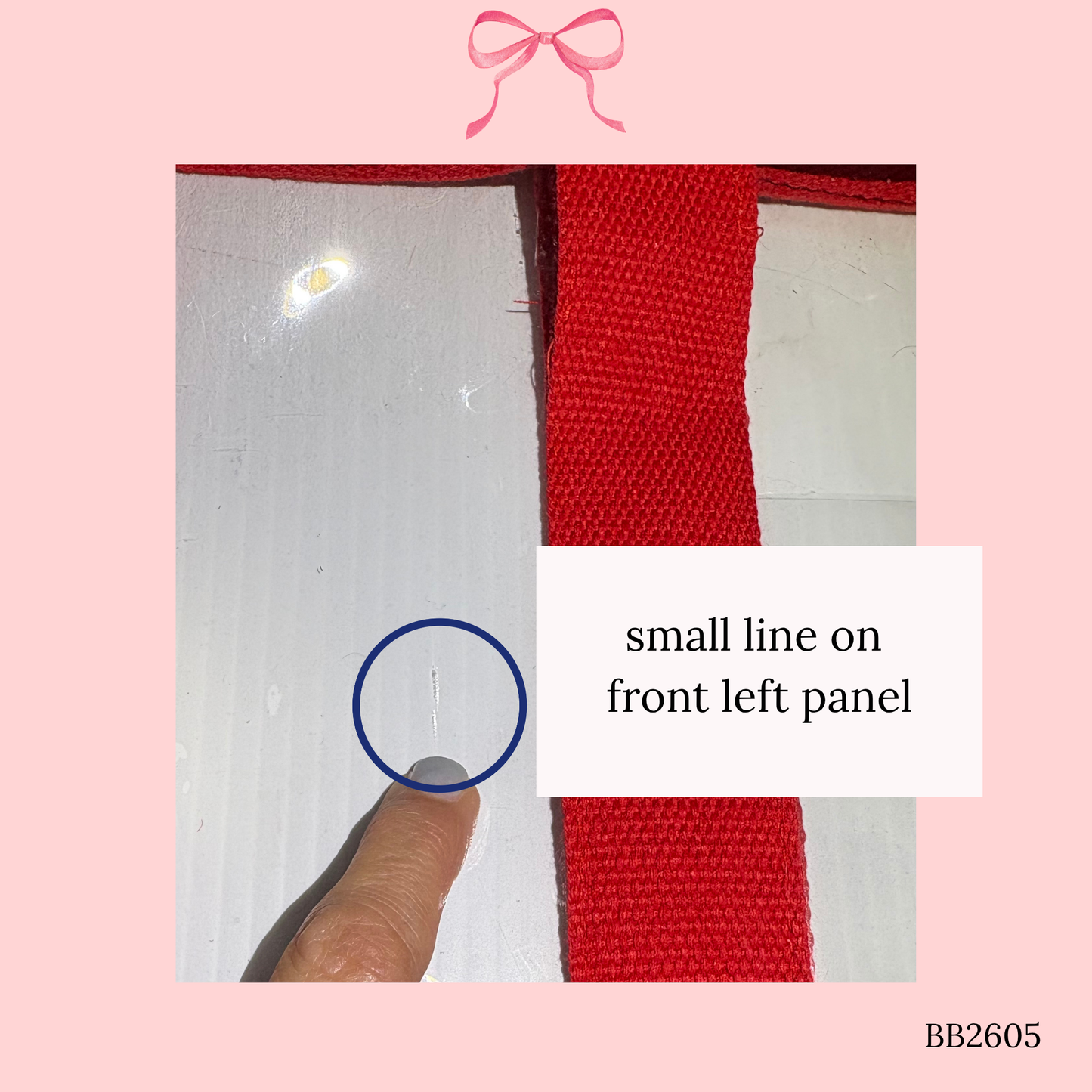 Bow Bag with Clear Pocket for Needlepoint Red ~ (Perfectly Imperfect)