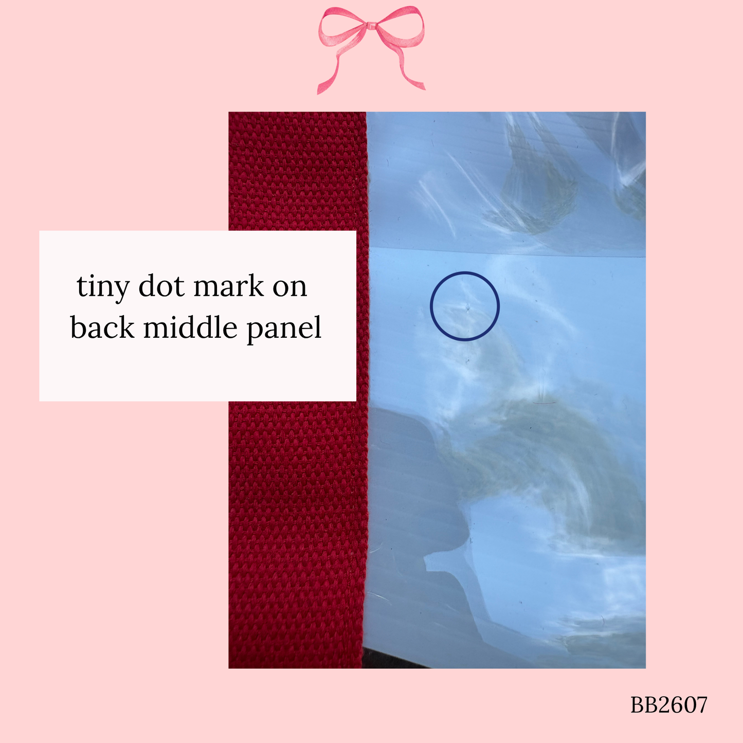 Bow Bag with Clear Pocket for Needlepoint Red ~ (Perfectly Imperfect)