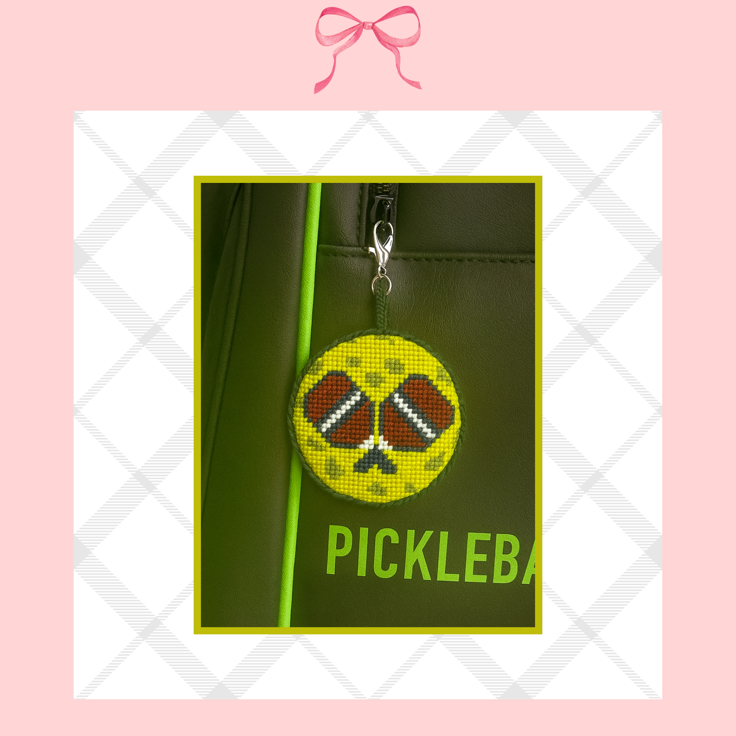 Needlepoint Pickle Ball Bag Charm