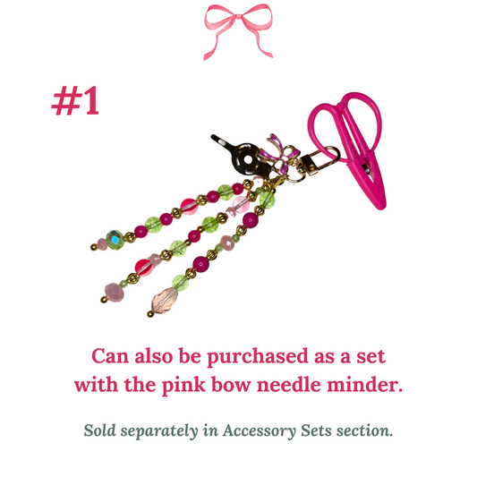 Hand-beaded Scissor Fob with Pink Bow Charm