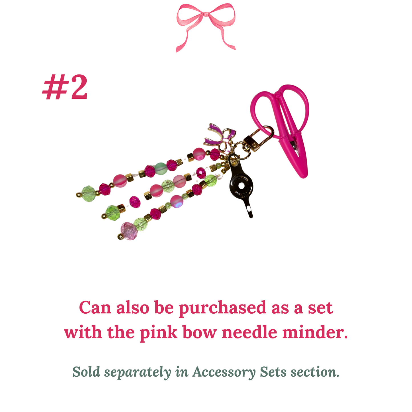 Hand-beaded Scissor Fob with Pink Bow Charm