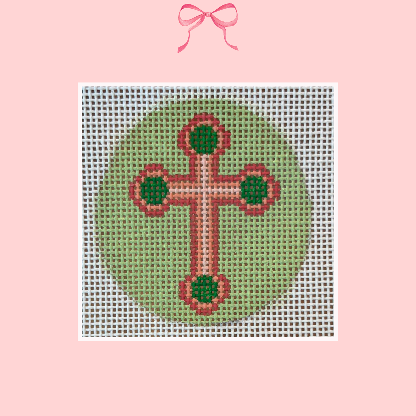 Cross, Pink & Green on 18 Mesh