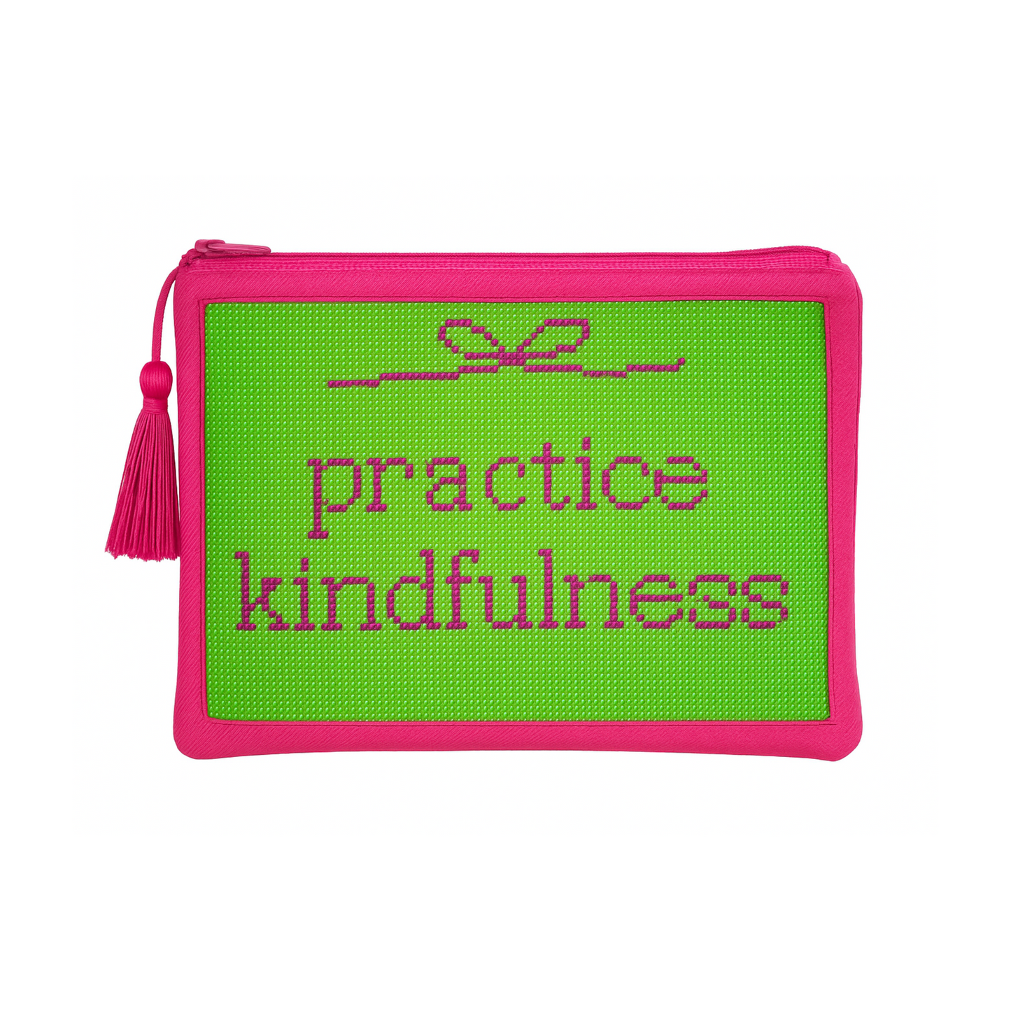Hand painted Needlepoint Canvas with "Practice Kindfulness" text