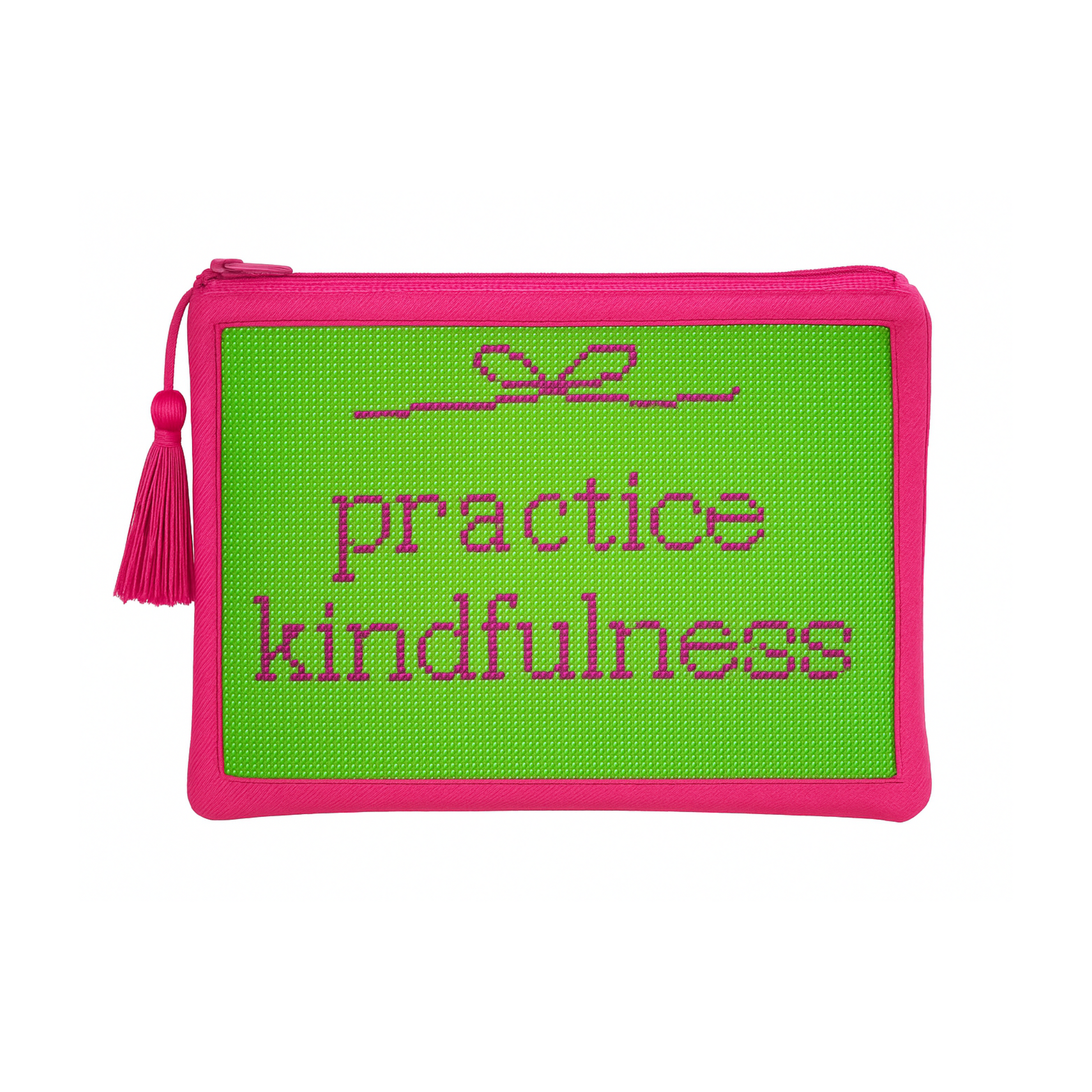 Hand painted Needlepoint Canvas with "Practice Kindfulness" text