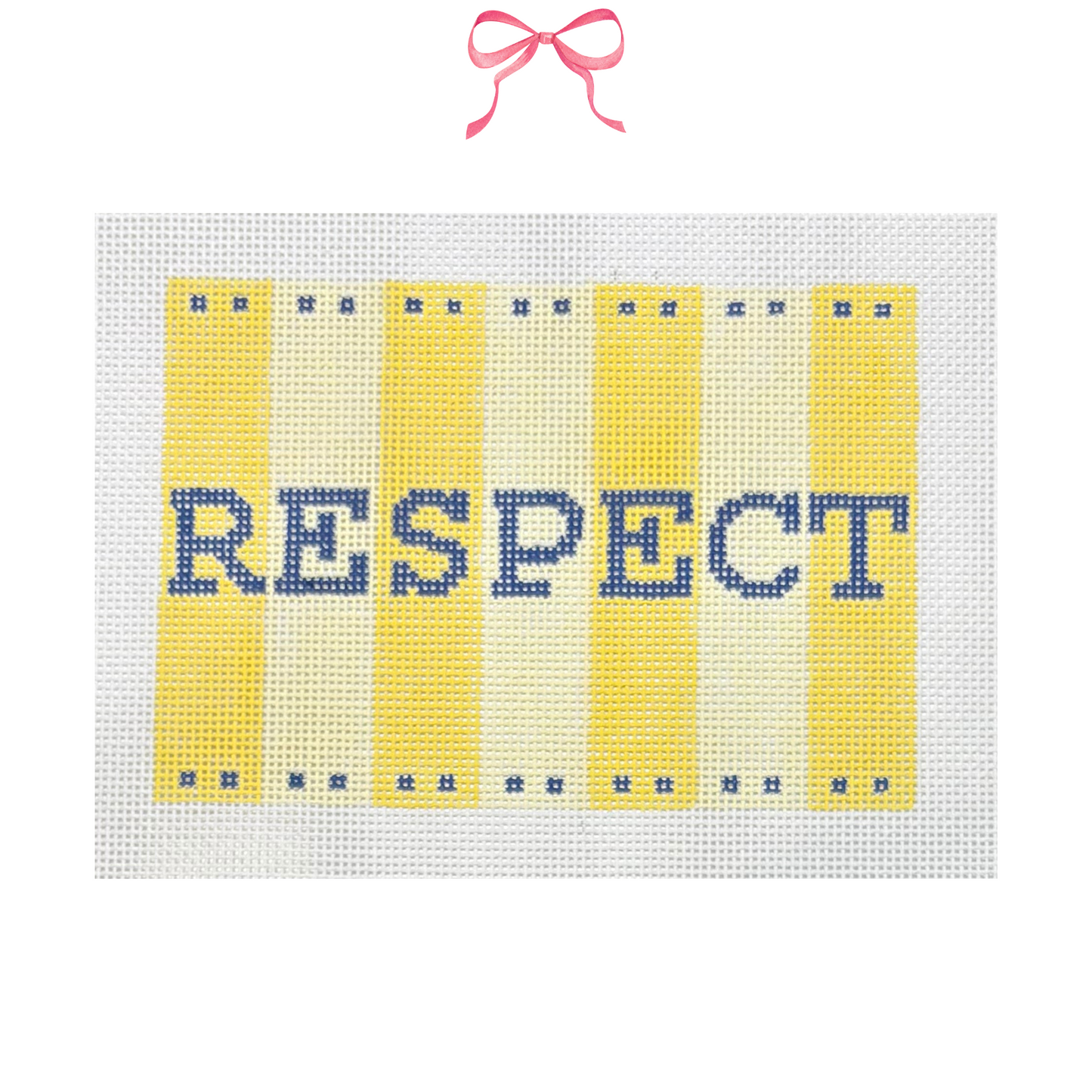 Hand painted Needlepoint Canvas with "Respect" text
