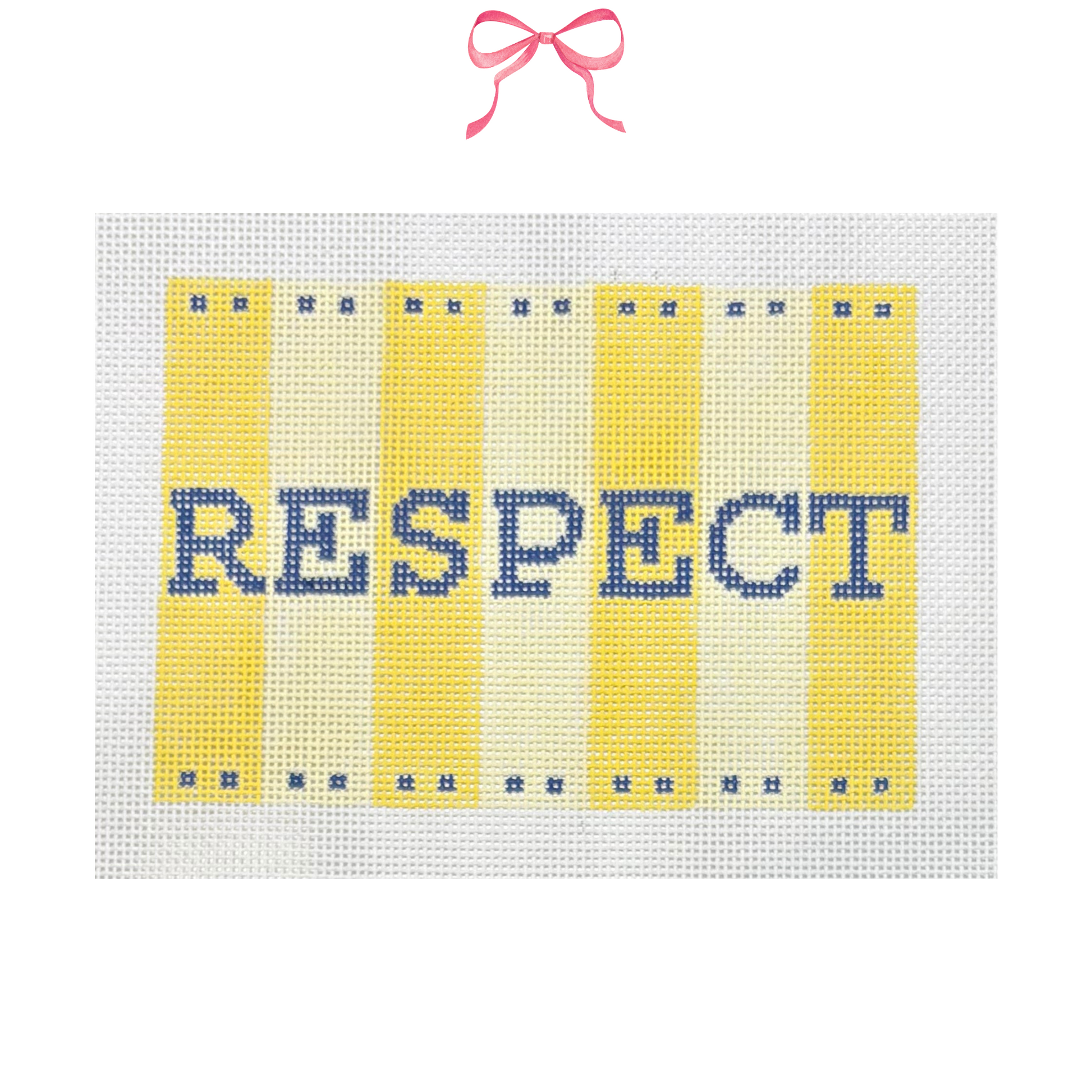 Hand painted Needlepoint Canvas with "Respect" text