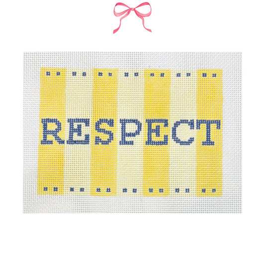 Hand painted Needlepoint Canvas with "Respect" text