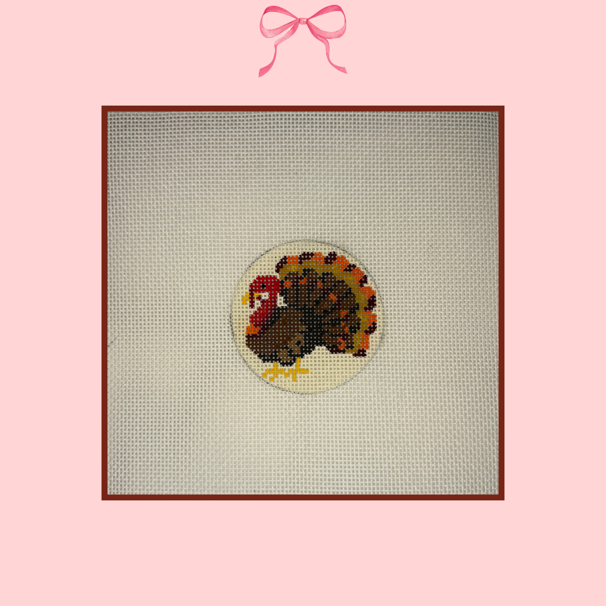 Hand painted Thanksgiving turkey needlepoint canvas