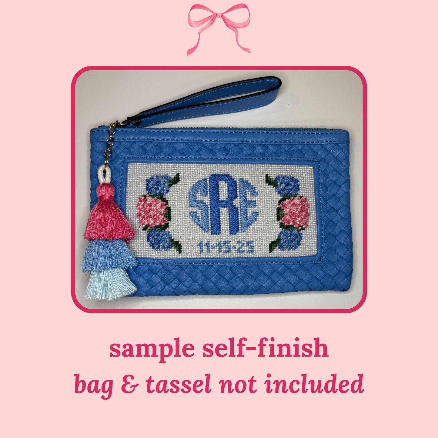 hand painted hydrangea monogram needlepoint canvas