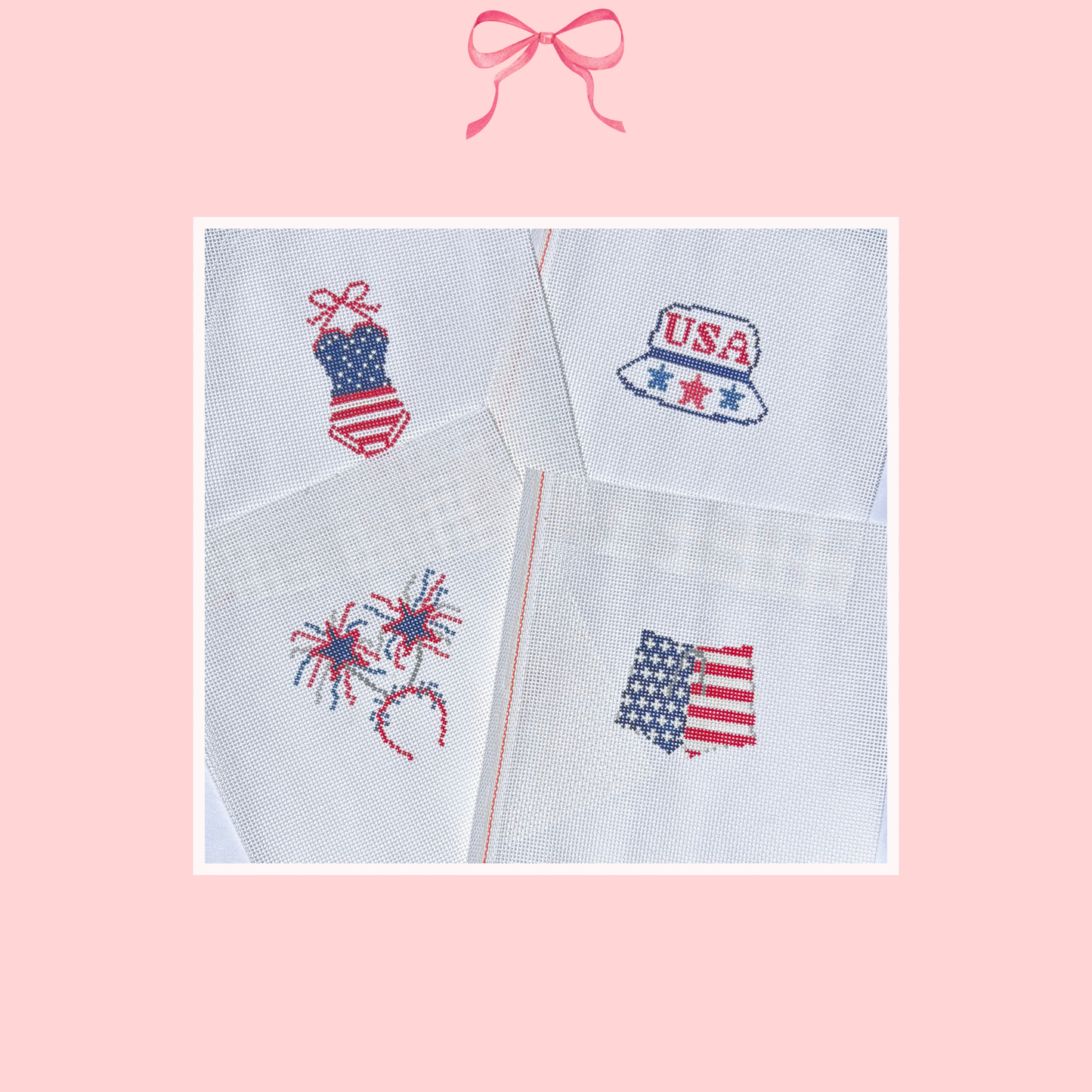 Patriotic "Beach Date" Canvases on 13 Mesh