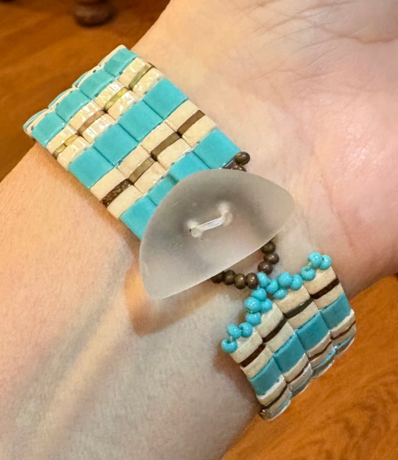 Cabana Band Bracelets with glass Tila beads