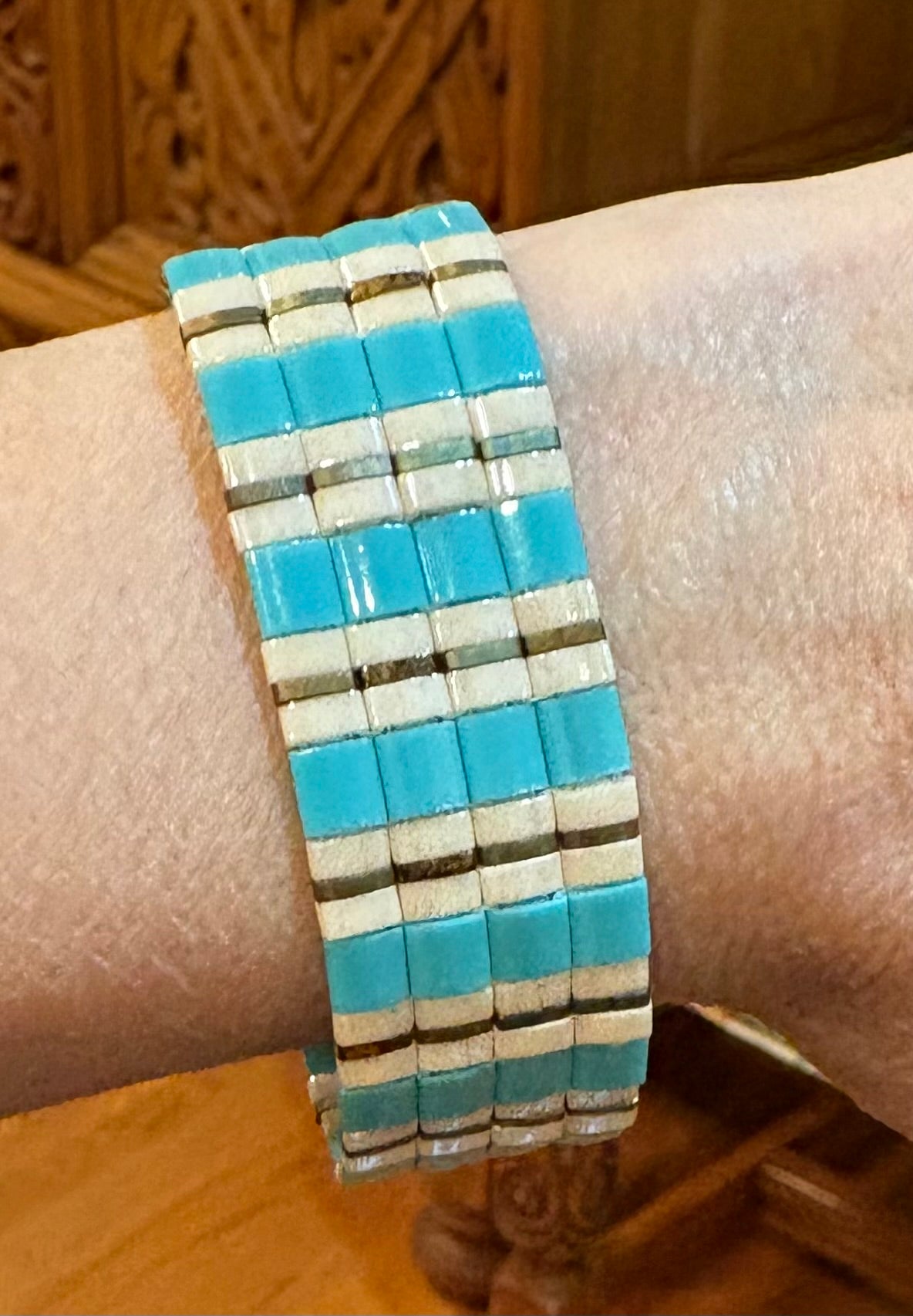 Cabana Band Bracelets with glass Tila beads