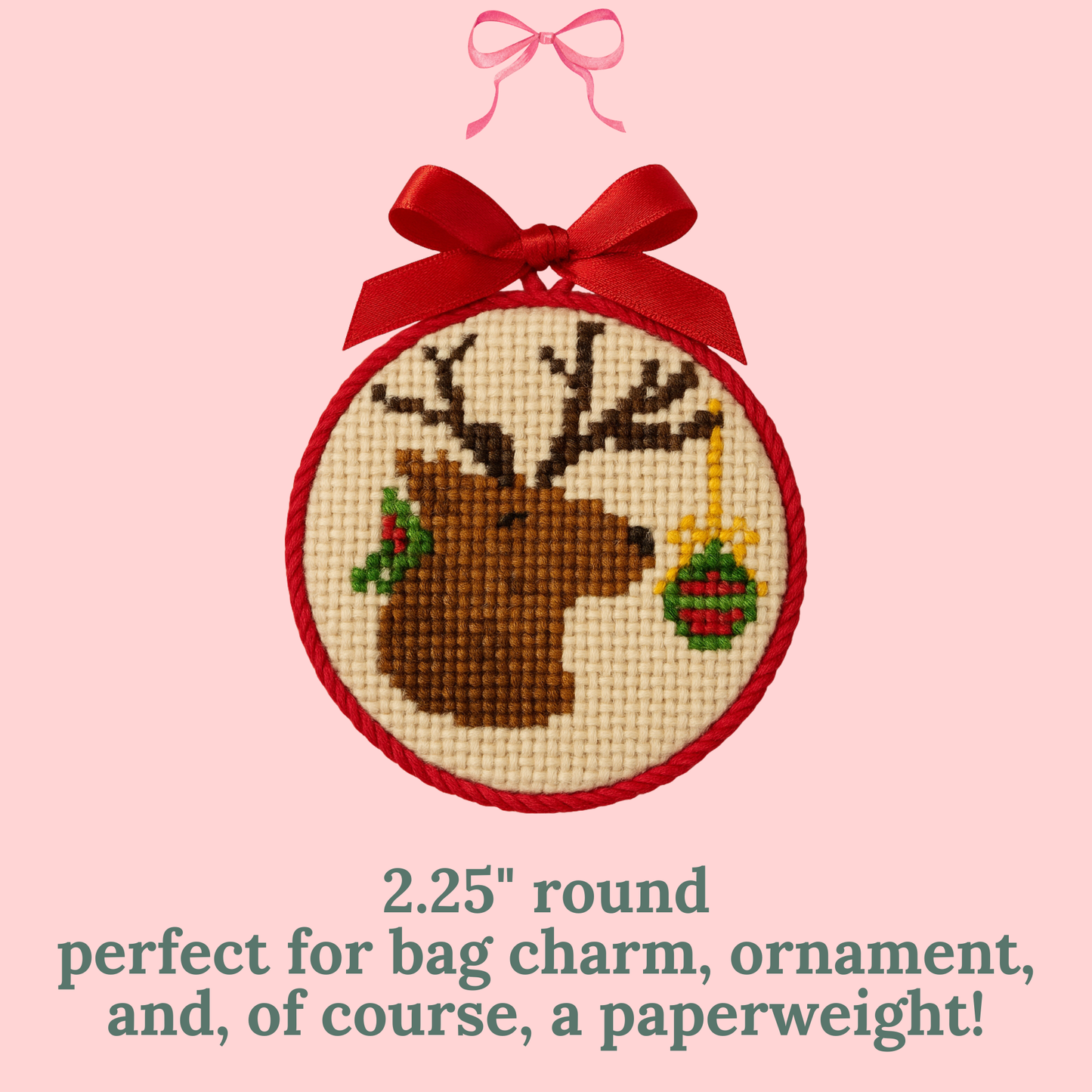 Reindeer, Vintage Style on 18 Mesh