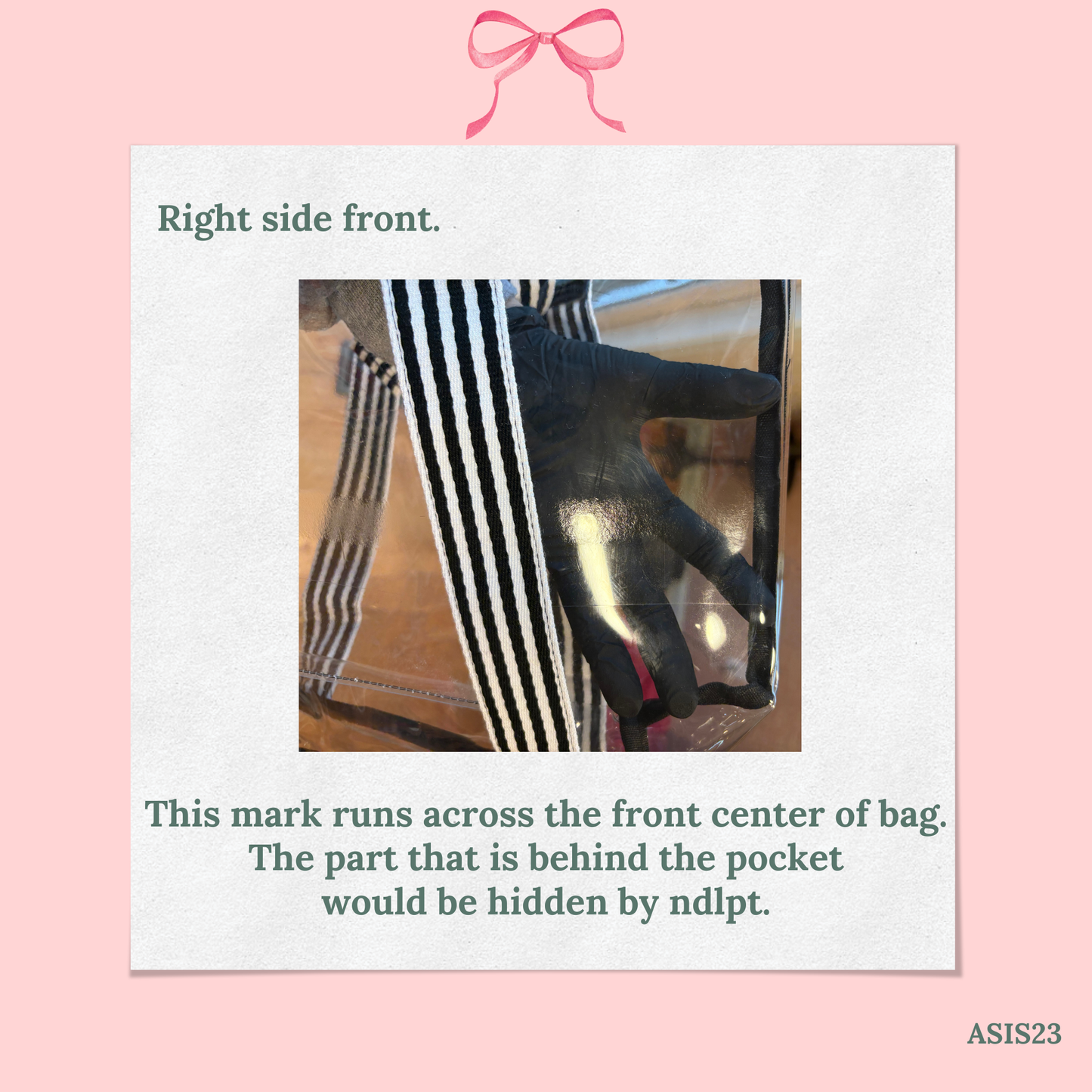 Bow Bag with Clear Pocket for Needlepoint - AS IS