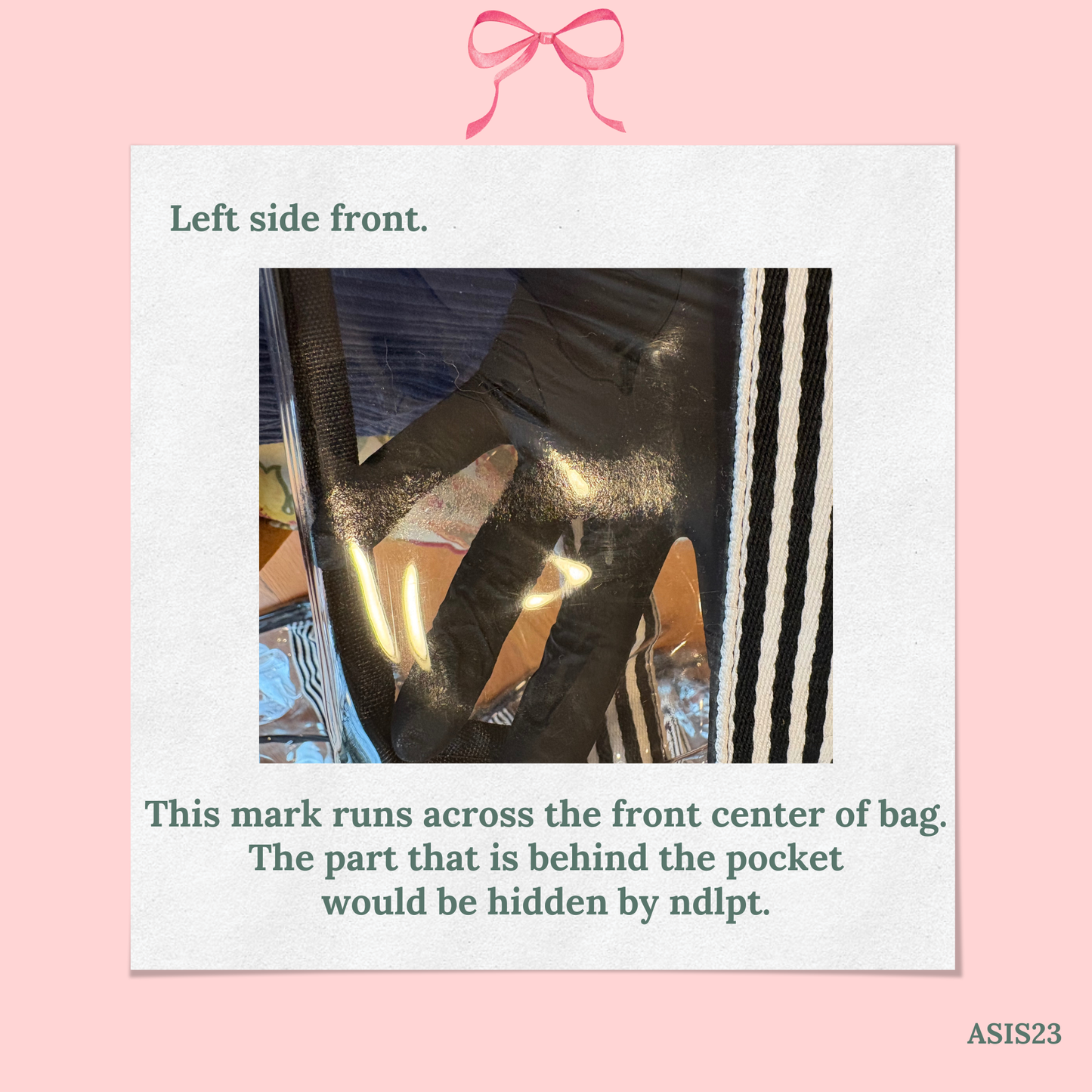 Bow Bag with Clear Pocket for Needlepoint - AS IS