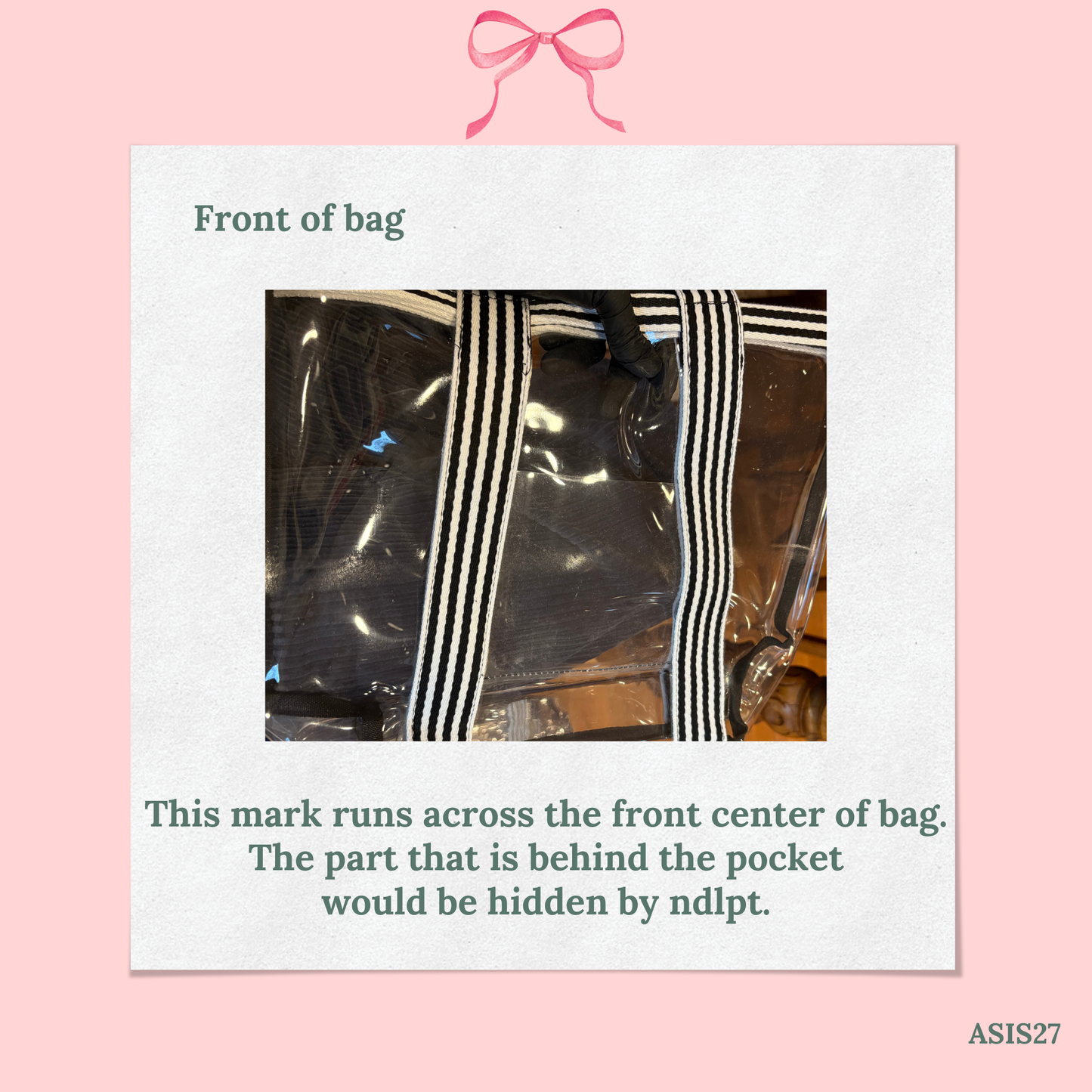 Bow Bag with Clear Pocket for Needlepoint - AS IS