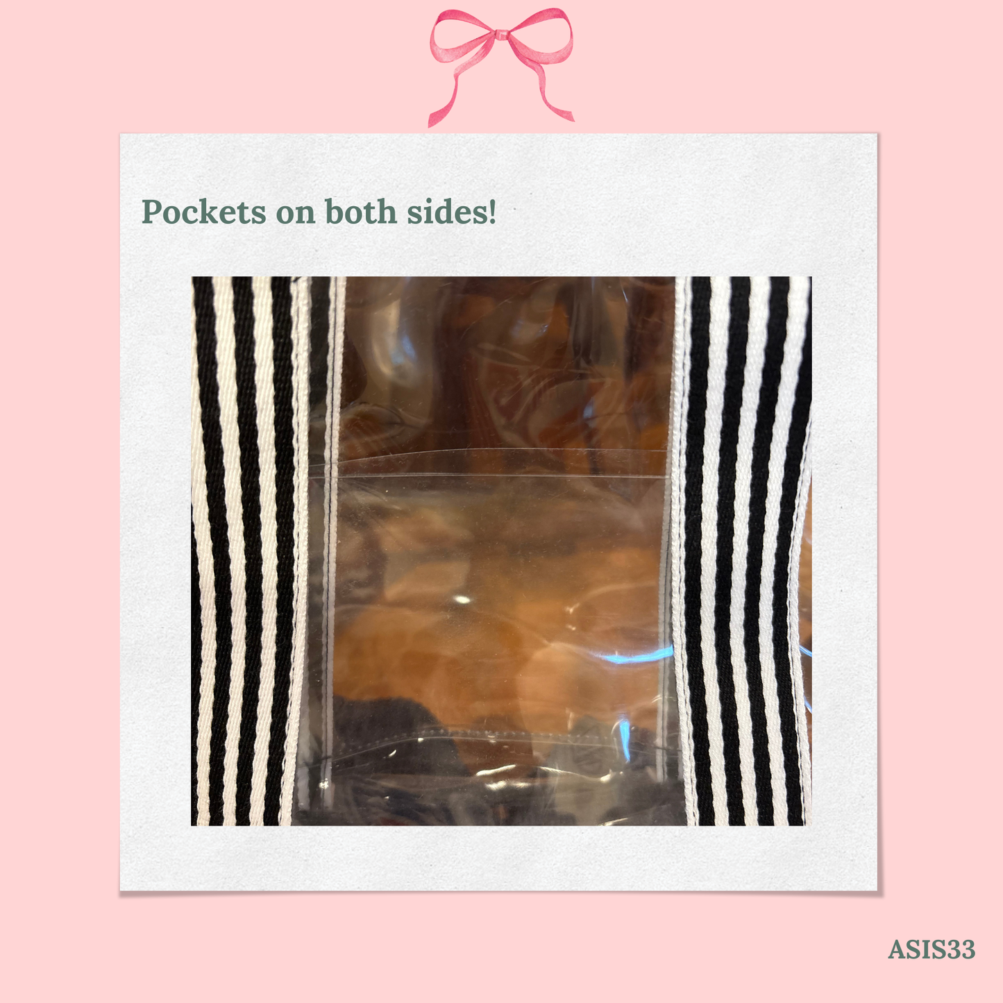 Bow Bag with Clear Pocket for Needlepoint - AS IS