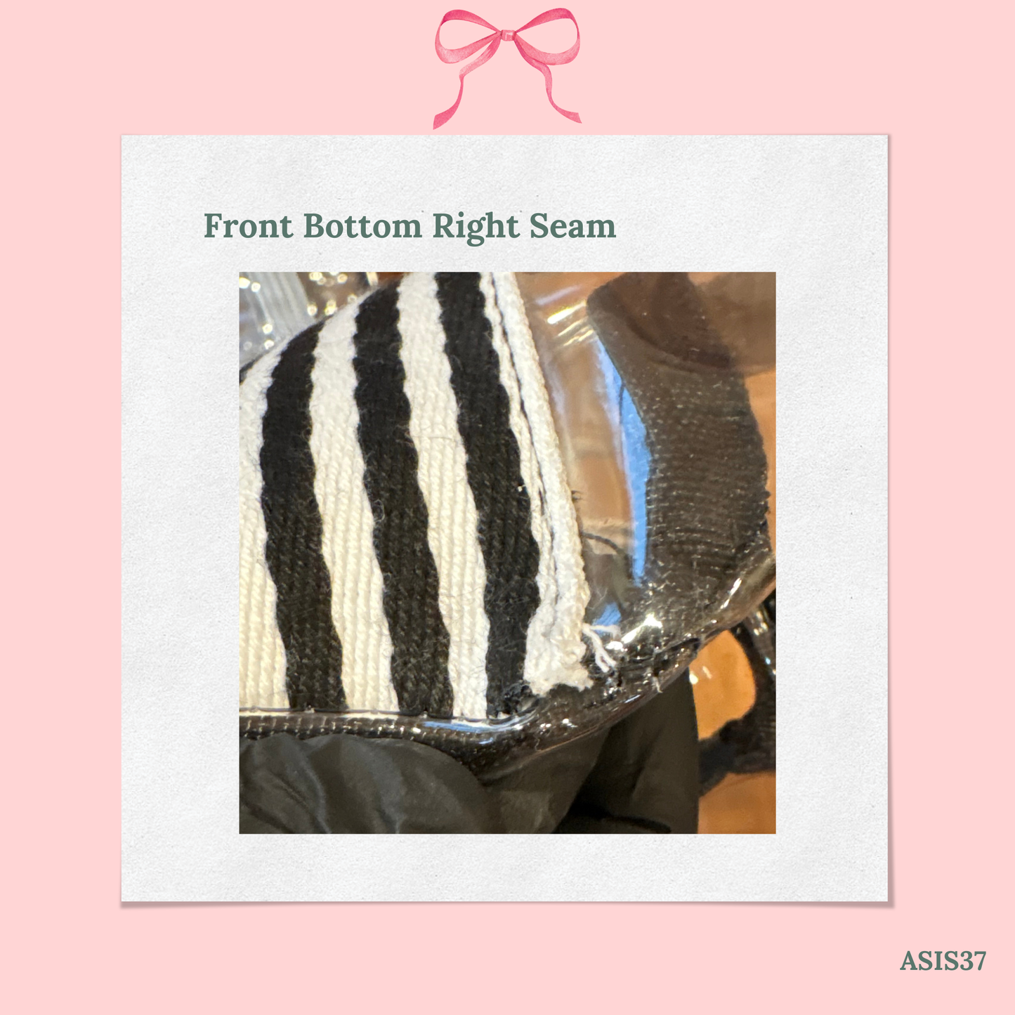 Bow Bag with Clear Pocket for Needlepoint - AS IS