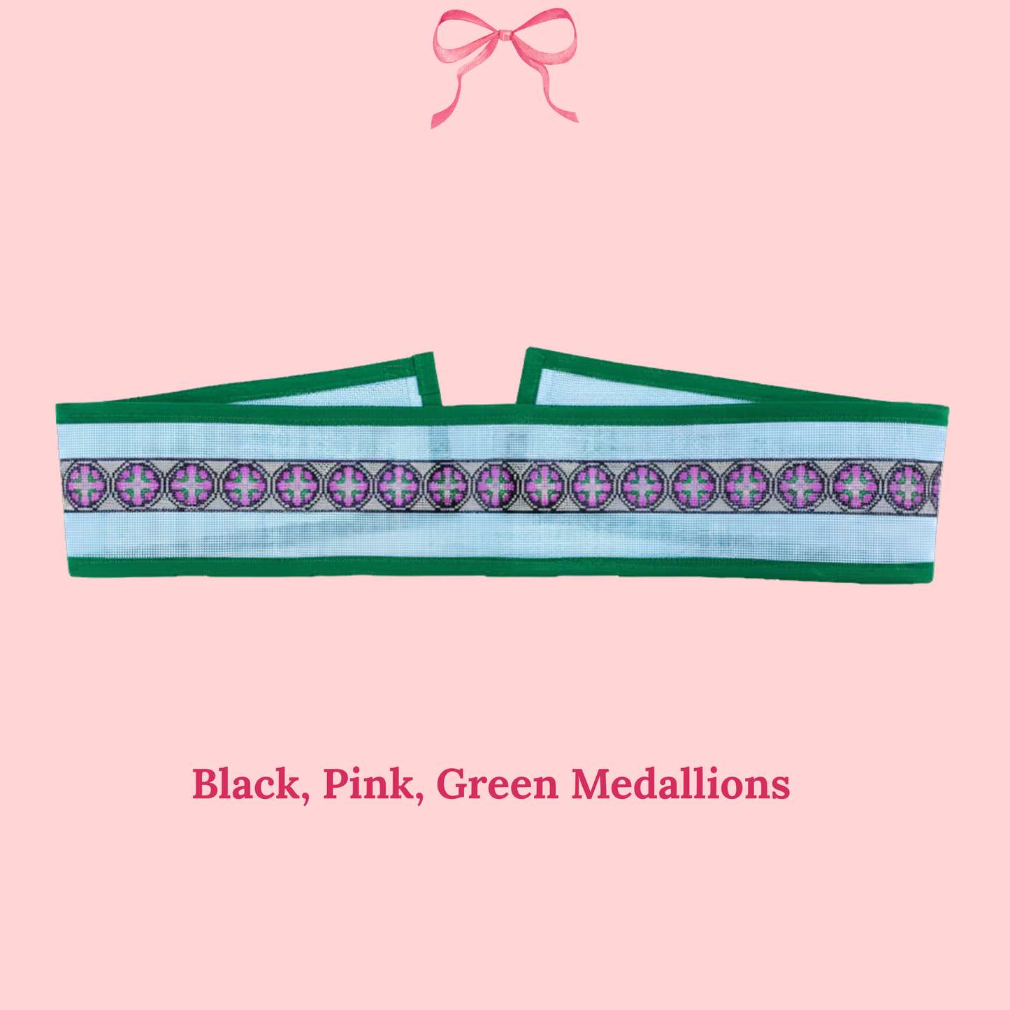 Medallion Belt/Bag Strap, Black on 18 Mesh