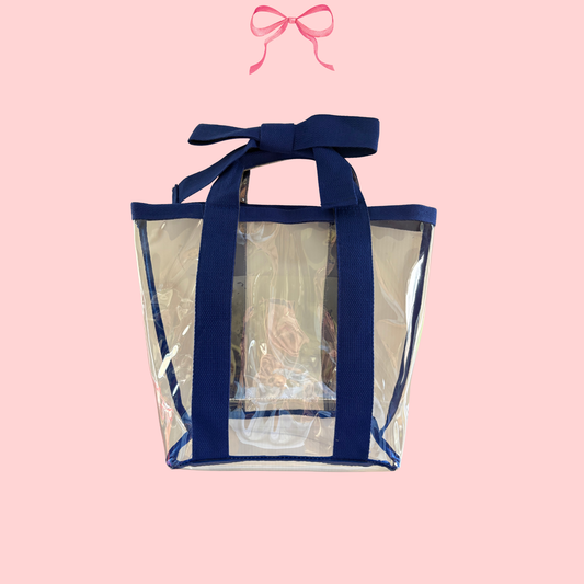 Bow Bag with Clear Pocket for Needlepoint Blue ~ (Perfectly Imperfect)