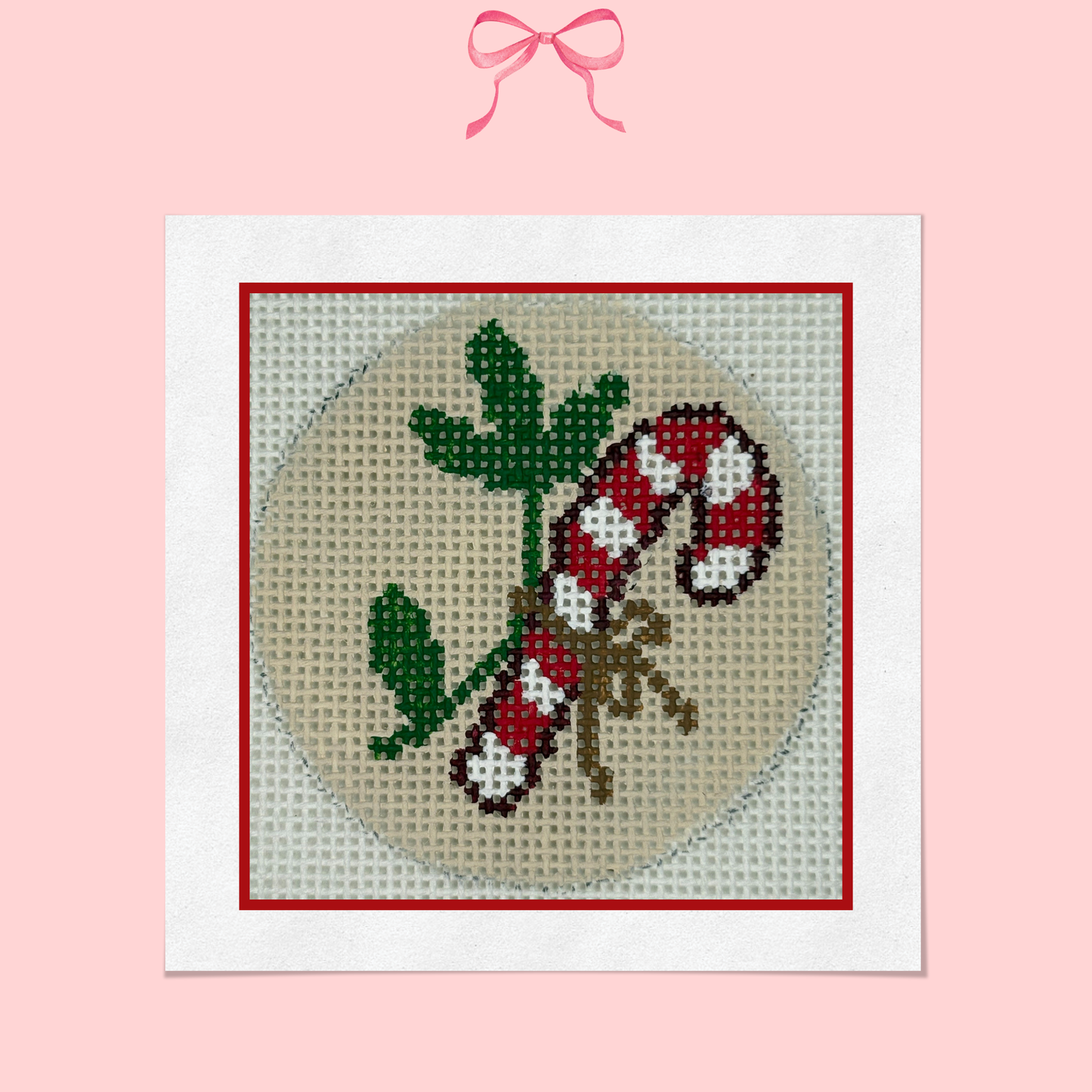 Candy Cane, Vintage Style on 18 Mesh