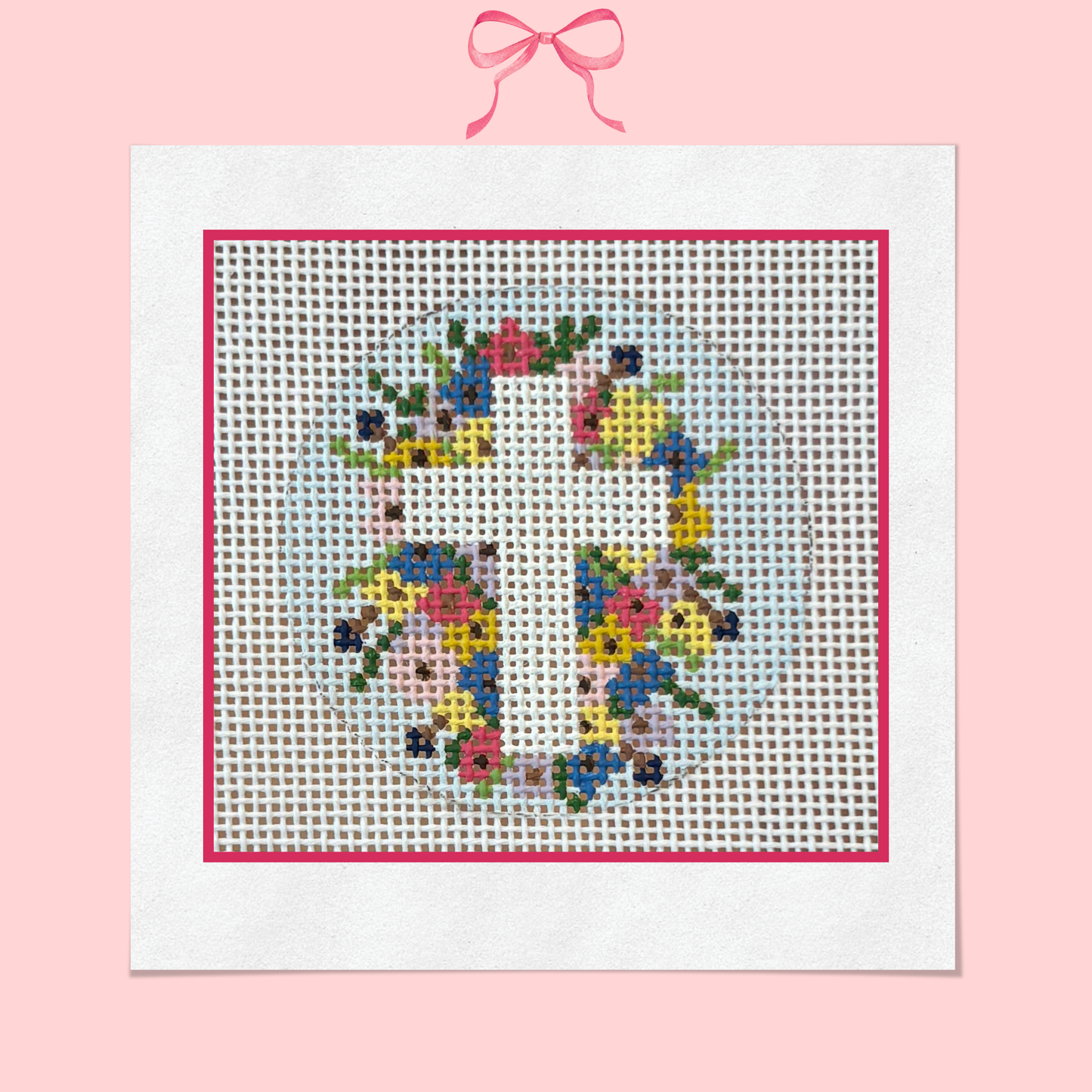 Floral Cross on 18 Mesh