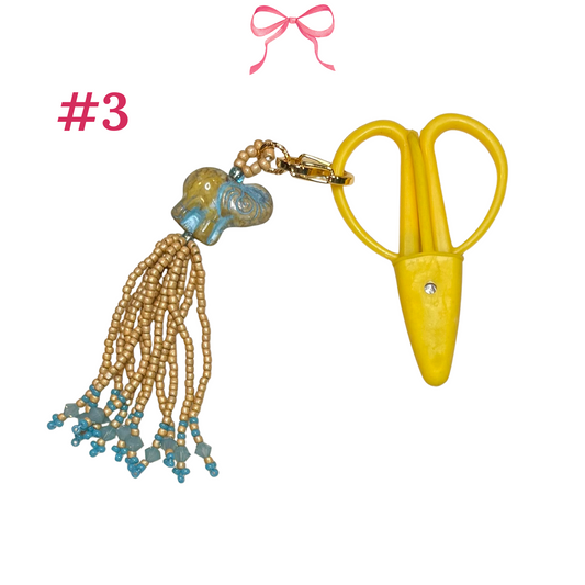 Hand beaded scissor fob with Elephant