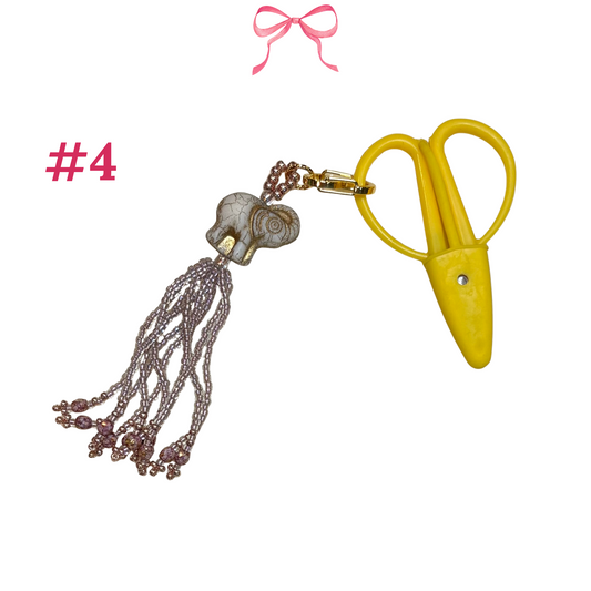 Hand beaded scissor fob with Elephant