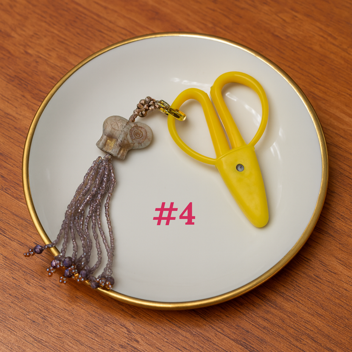 Hand beaded scissor fob with Elephant