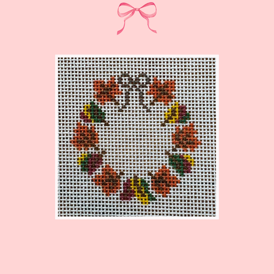 Leaf Wreath on 18 Mesh (white background)