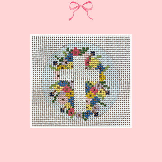 Floral Cross on 18 Mesh