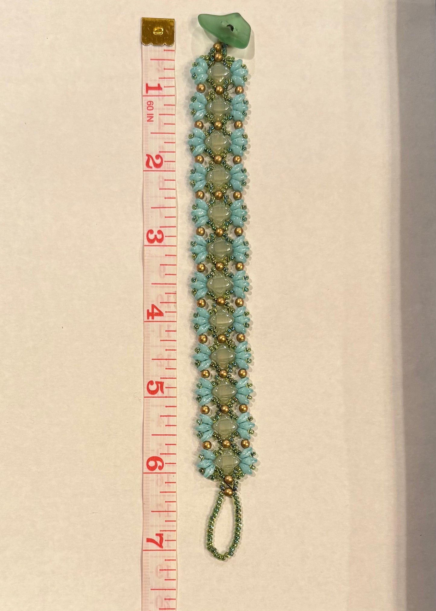 Beautiful "Bridges" Bracelet with Handwoven Glass Beads