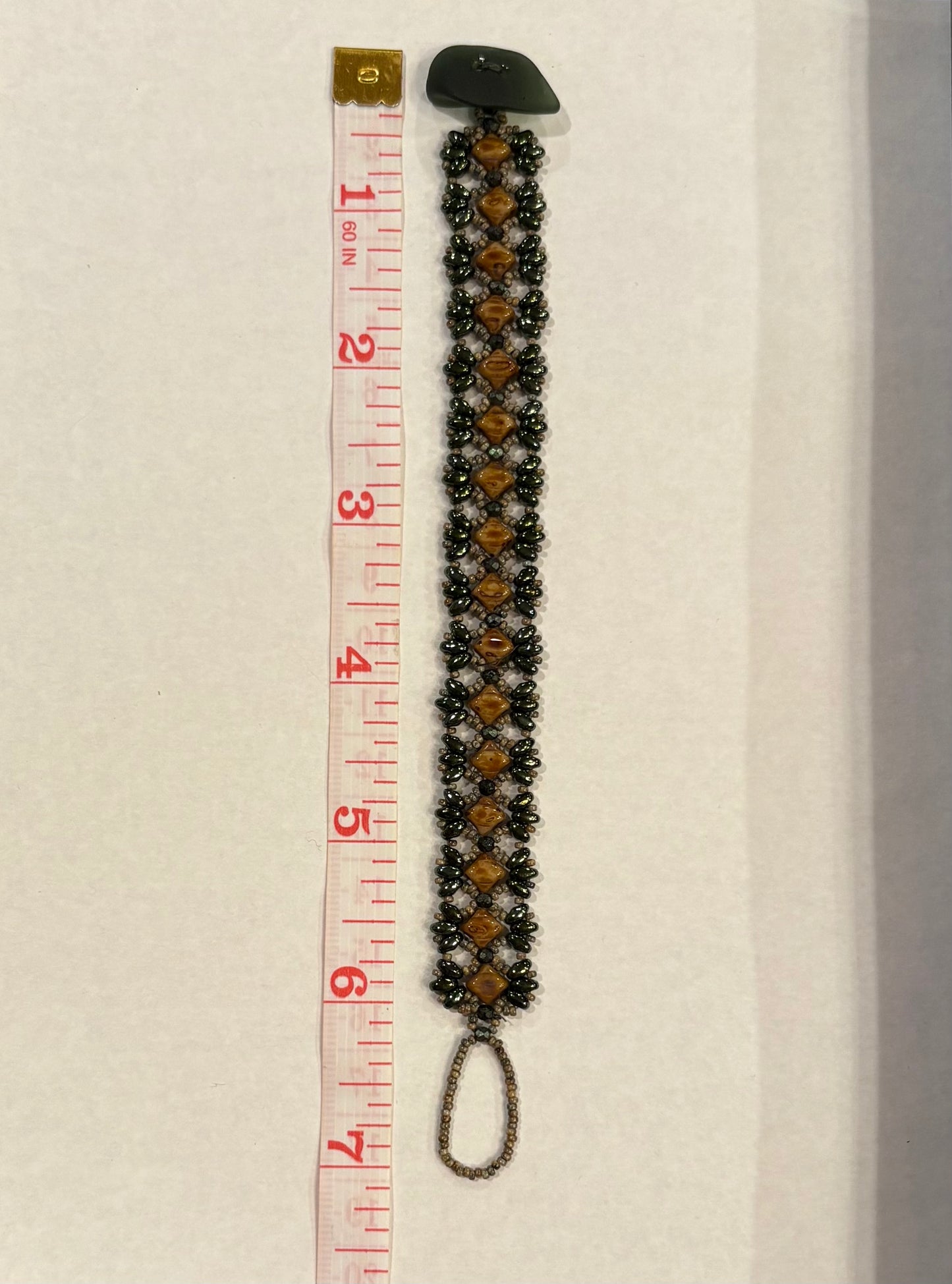 Beautiful "Mini Bridges" Bracelet with Handwoven Glass Beads